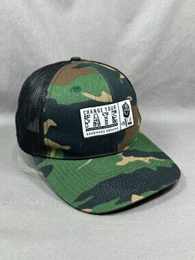 Change Your Fate Clothing Co Snapback Hat Woodland Camouflage Trucker Mesh Mens